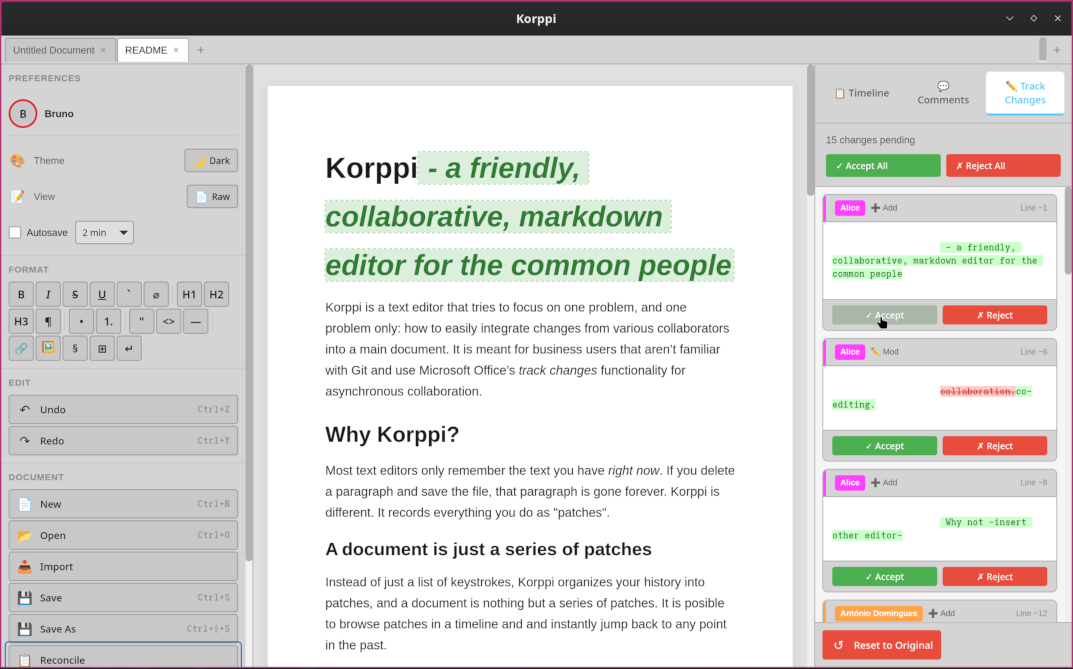 Korppi during a reconciliation session.